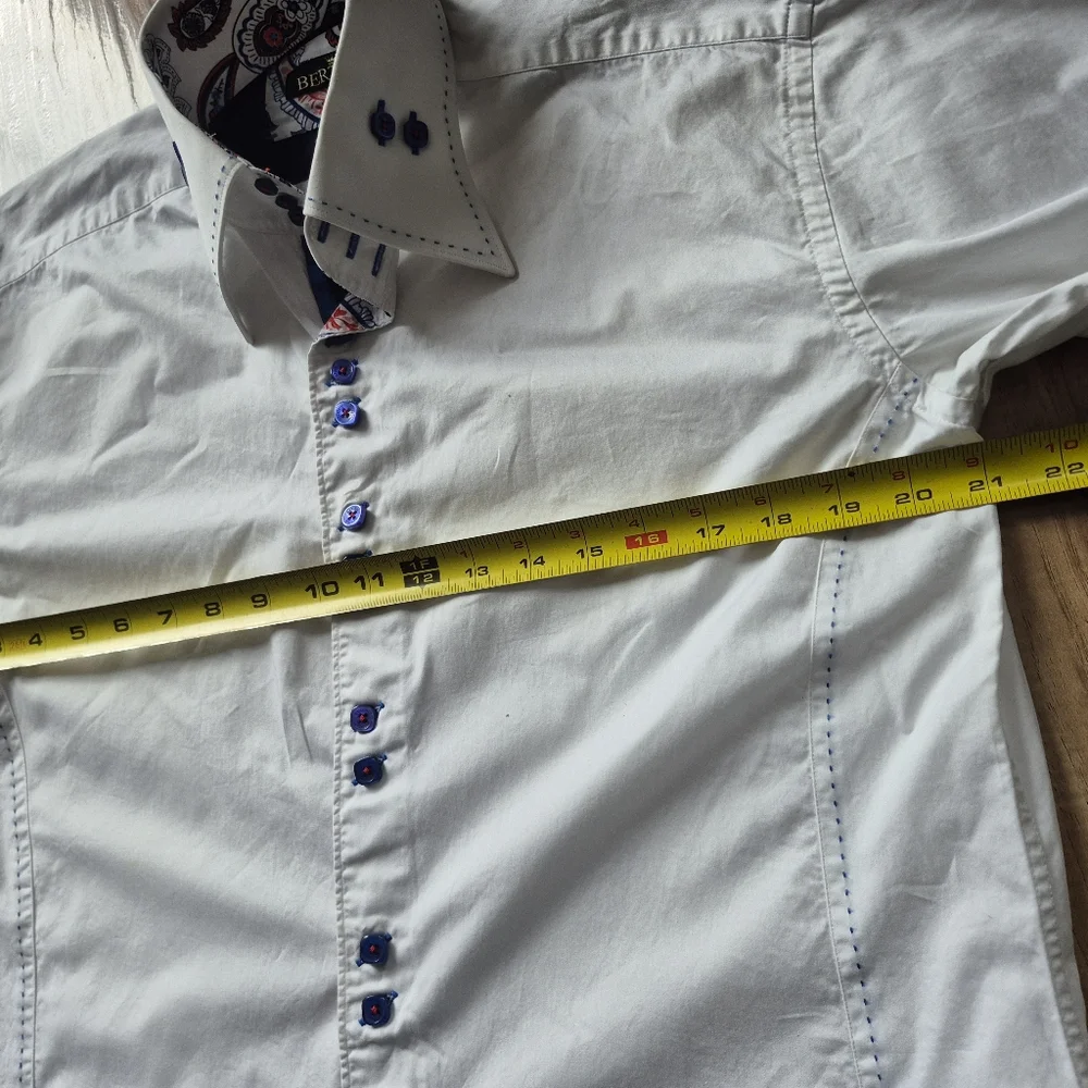 Elegant White Dress Shirt with Blue Details - Picture 5 of 6
